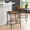 thumbnail image 3 of Faux Leather Counter Height Stools, Armless Island Chairs with Backs, Pub Counter Stool with Footrest, Industrial Vintage Style, for Kitchen Dining Room, Set of 2, Brown, 3 of 7