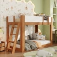 thumbnail image 2 of Twin-Over-Twin Low-Profile Bunk Bed with Guardrails, Wooden Kids Bed with Reversible Ladder, Accent Two-Tone Bed Frame, 2 of 11