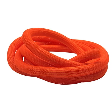 3/4 Hook Self Closing Braided Wrap Sleeving - Length: 25 Feet - Color: Orange