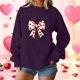 thumbnail image 1 of Xuyuer Valentine's Day Women's Bow Lover Heart Print Round Neck Loose Hoodie Long Sleeve Top, Cute Casual Pullover for Valentine's Day Gifts, Date Nights and Everyday Cozy Wear, 1 of 5
