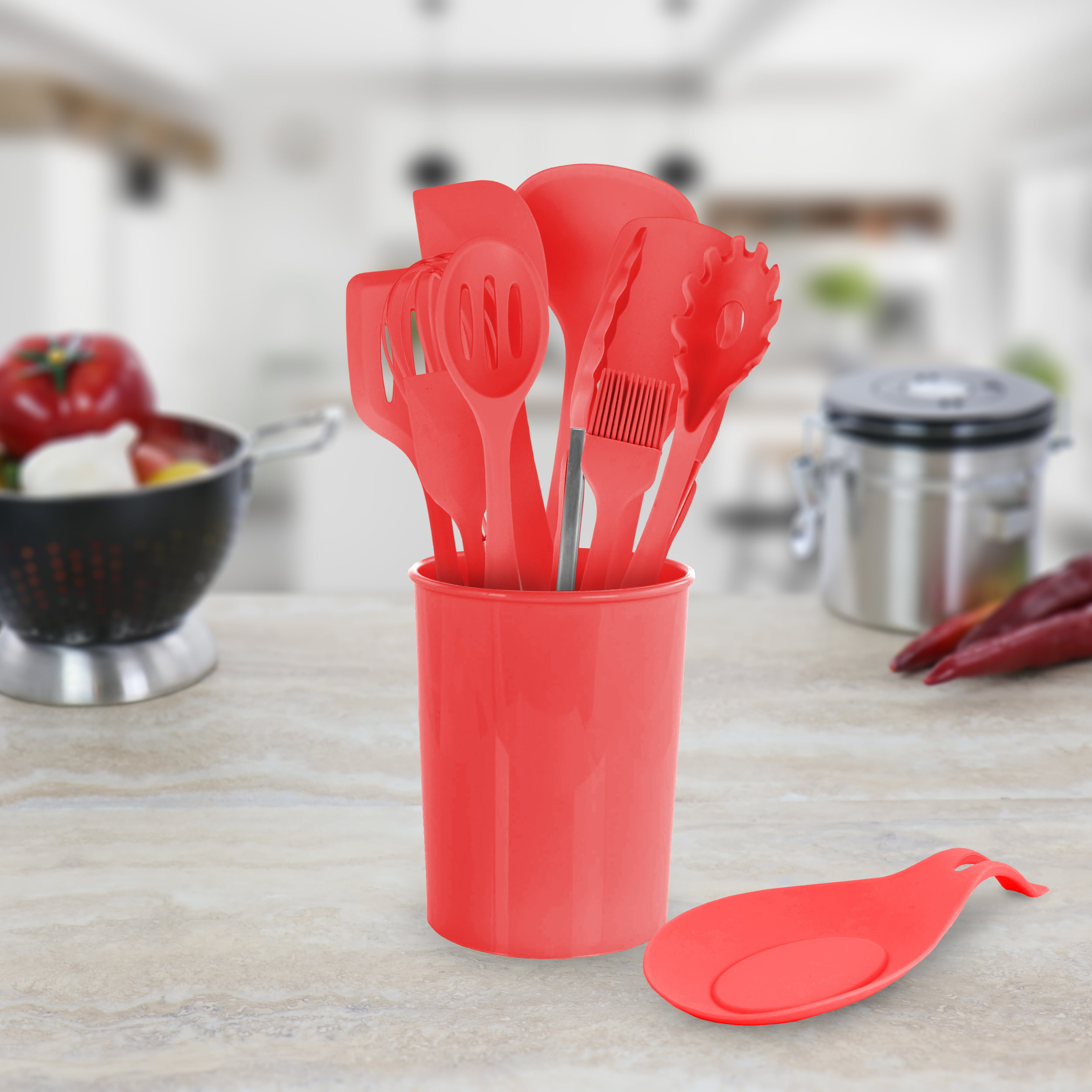 Mega Chef Silicone Assorted Kitchen Utensil Set with Utensil Crock &  Reviews