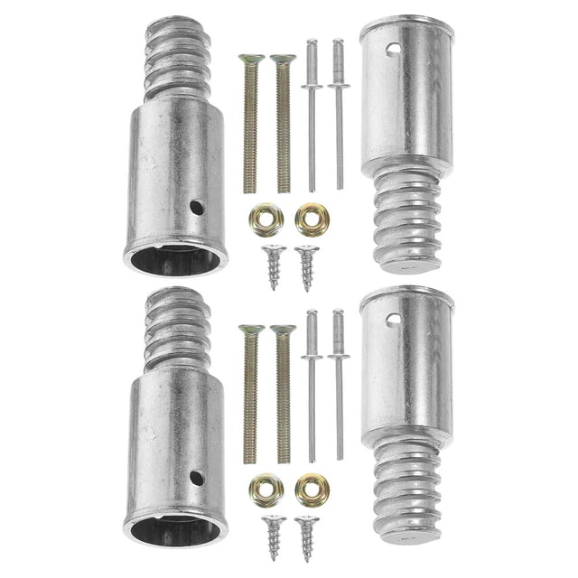 TEHAUX 2Set Aluminum Alloy Threaded Pole Connector Tips for Home Use Compatible with Wood Metal Poles
