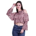 thumbnail image 2 of Moomaya Cold Shoulder Tops Shirts For Women Printed Casual Blouse Short Top, 2 of 5
