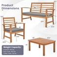 thumbnail image 3 of Costway 4 Piece Acacia Wood Outdoor Patio Bar Set, Natural/Grey, 3 of 9