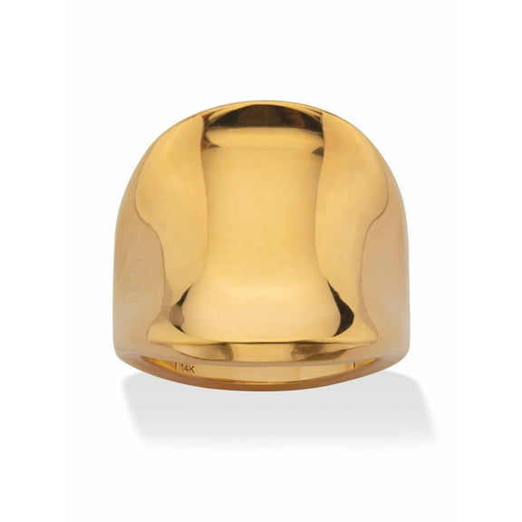 PalmBeach Jewelry Polished 14k Yellow Gold Ultra-Lightweight Nano Diamond Resin Filled Concave Freeform Ring