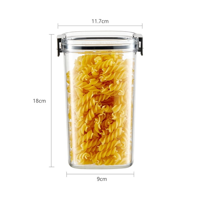 Tarro de almacenamiento de alimentos sellado | Recipiente plástico apilable transparente | Tapa doblemente sellada para cereales arroz maíz | Opciones de capacidad múltiple 460ml-1800ml | Frescura