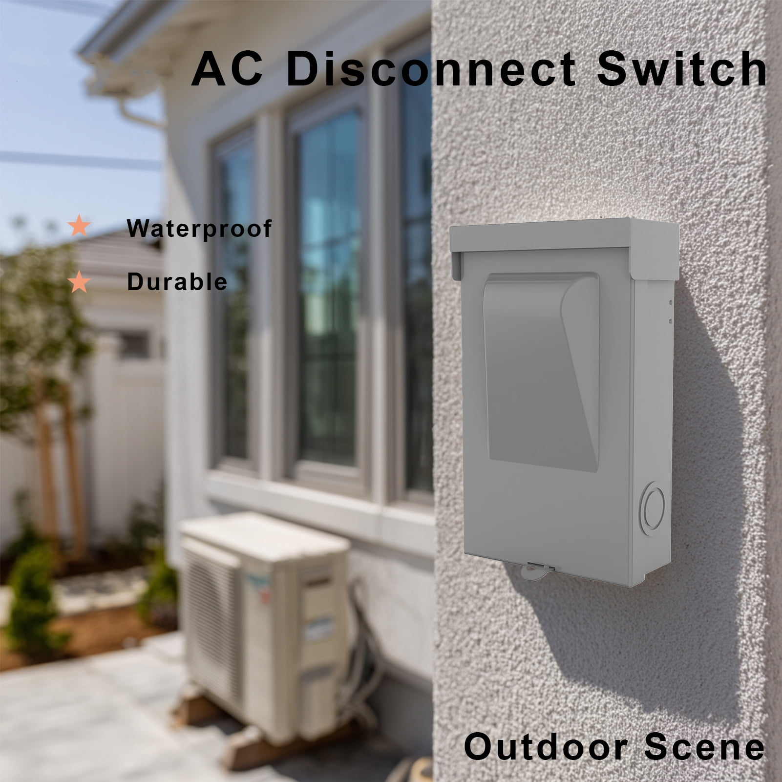HIITIO 60 Amp 240V Fused AC Disconnect Box - Outdoor Waterproof Metal Electrical Enclosure with Safety Switch for HVAC, Air Conditioners & Heat Pumps - UL Listed