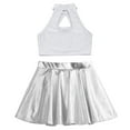 thumbnail image 4 of YONGHS Sparkle Dance Outfit for Girl Ballet Jazz Hip Hop Dance Crop Top with Pleated Skirt Set White 12, 4 of 5