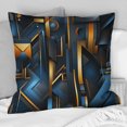 thumbnail image 1 of Designart "Futuristic Geometric Fusion In Blue And Gold" Geometric Throw Pillow - Modern Pillow For Couch - Insert And Pillows Covers For Bedroom Decor, 1 of 5