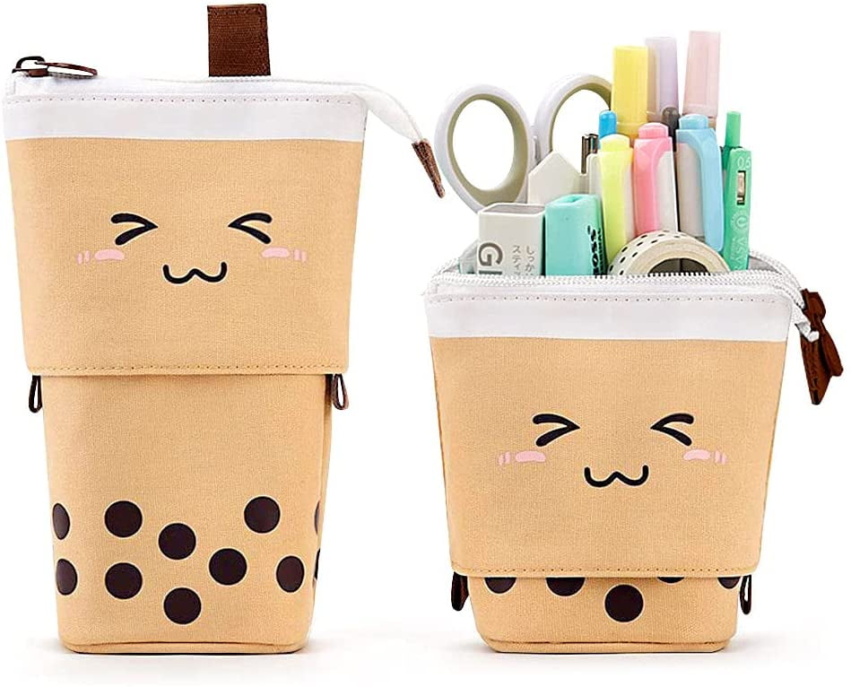 Hommtina Boba Pencil Case, Pop up Pencil Box Makeup Pouch,  Bubble Tea Pen Holder, Kawaii Stationary