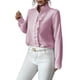 thumbnail image 2 of Camisa de Mujer con Botones, Cuello Alto y Volantes, Camisas de Larga A Rayas, Blusas de Trabajo para Mujer, Moda. Rosa M, 2 of 7