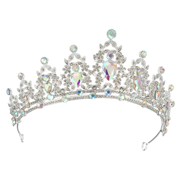 Women Faux Crystal Queen Crowns Tiara Princess Rhinestone Tiaras Cosplay Silver Tone Assorted Color