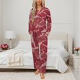thumbnail image 2 of Meat Womens Pyjamas Set Button Up Pyjamas Womens with Long Sleeve Top And Wide Leg Pants V-neck Loungewear Sets, 2 of 9