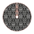 thumbnail image 2 of Halloween Christmas Tree Skirt - Exotic Black White Line Skull 48 Inches Christmas Tree Skirt for Halloween Holiday Indoor Home Christmas Tree Decorations with Three Ribbons, 2 of 7