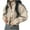 Beige, variant on BangWanChi Lightweight Jacket Women No Hood Women's Solid Color Long Sleeved Small Stand Up Collar Short Loose Woolen Jacket