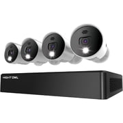 Night Owl Smart Detection Technology 4K UHD 4 CH Bullet Surveillance Camera, White & Black, 4 (Count)