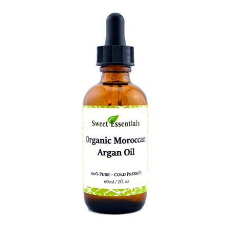 100% Pure Premium Organic Moroccan Argan Oil - 2oz Glass Bottle - Imported from Morocco - From Raw Unraosted Nuts - Miracle Oil For Every Skin Condition, Hair, Nails, Anti-aging & (Best Essential Oils For Aging Skin)