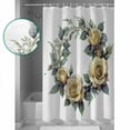 thumbnail image 3 of Extra Long Shower Curtain 72x84 Inch, Yellow Flower Shower Curtain Waterproof Bathroom Decor Vintage Rose Floral Watercolor Green Leaf Fabric Bath Curtain Set Accessories with Hooks, 3 of 6