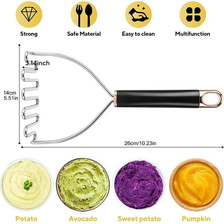 

Potato Masher Stainless Steel Mashed Potatoes Masher Best Masher Kitchen Tool for Bean Avocado( Gold)