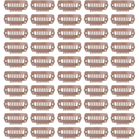 Extension Comb Clips 50pcs 8 Tips 8 Teeth Snap Comb Wig Clips Stainless Steel Snap Clips ...