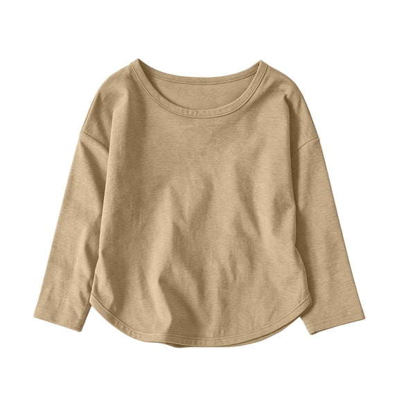 FAIWAD Boys and Girls Long Sleeve Shirts Crew Neck Plain Loose Tops Kids School Daily Clothes