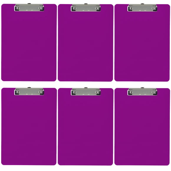 Trade Quest Plastic Clipboard Opaque Color Letter Size Low Profile Clip (Pack of 6) (Purple)