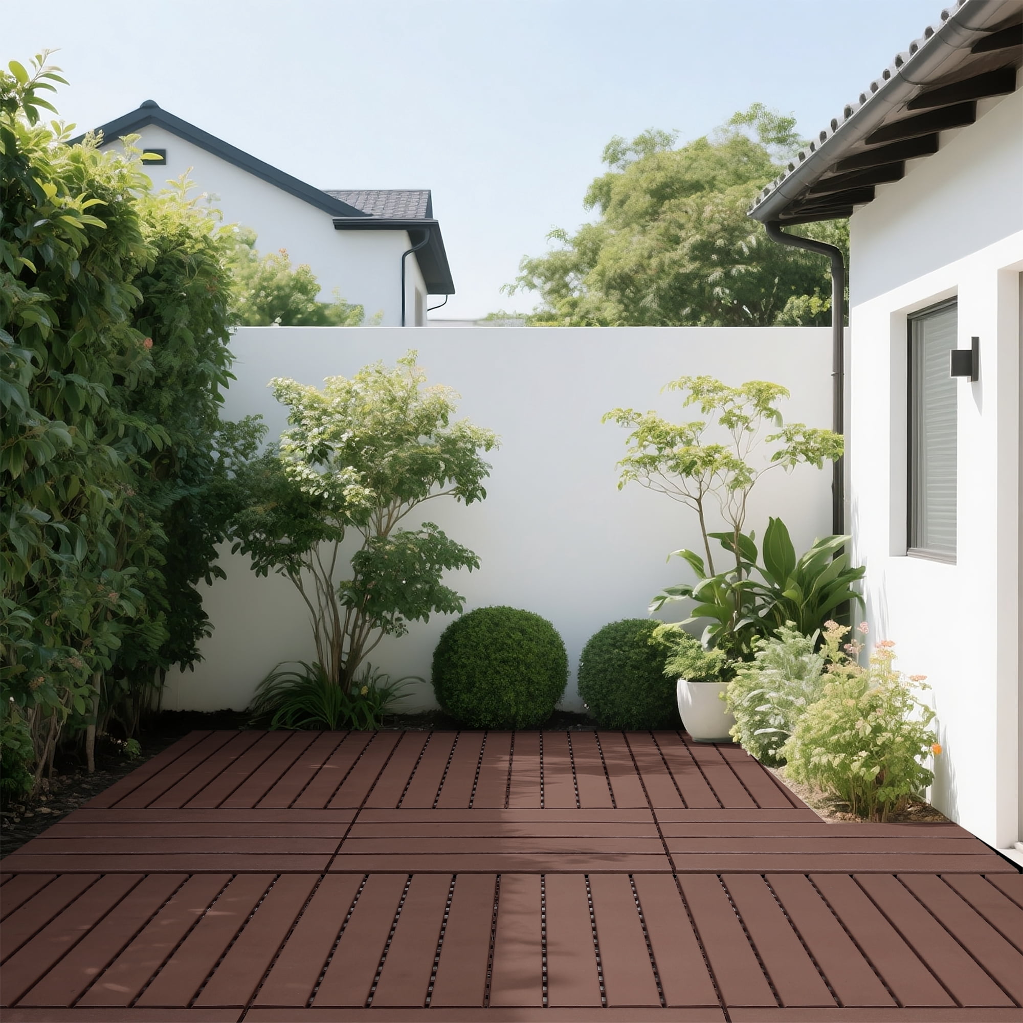 Interlocking Deck Tiles 12x12 Inch Outdoor Flooring, Waterproof PP Patio Floor Tiles DIY