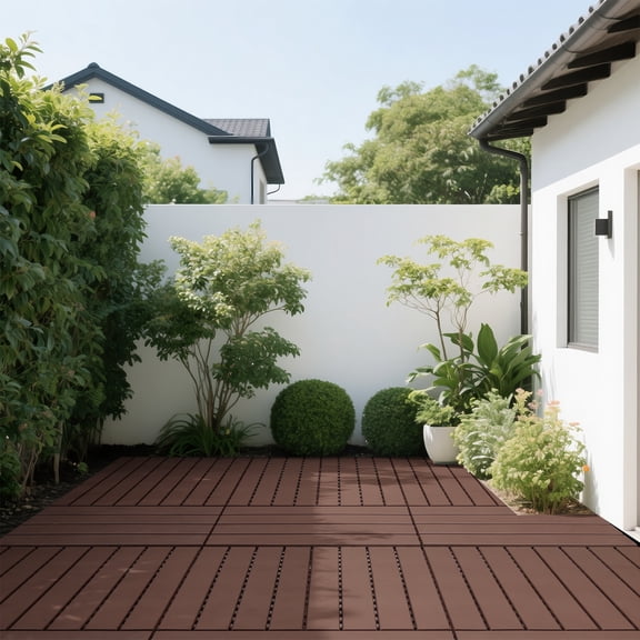 Interlocking Deck Tiles 12x12 Inch Outdoor Flooring, Waterproof PP Patio Floor Tiles DIY