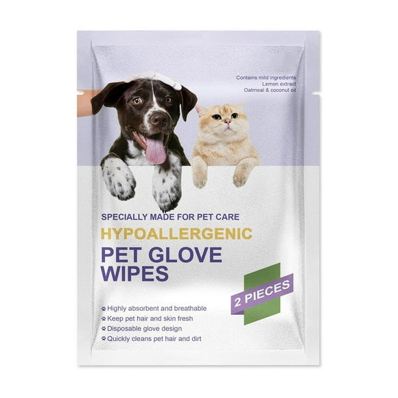 SLYNSHome Pet Glove Wipes for Dogs and Cats,Pet Bathing Wipes for Kitty & Puppys Wipes Washing Gloves Cleaning & Deodorizing Grooming Gloves for Daily Care and Traveling