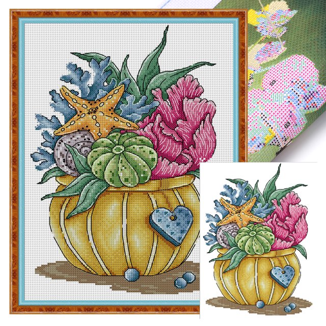 Hilo Algodón Ecológico Bordado Punto Cruz Del Mar 14CT 25x34cm