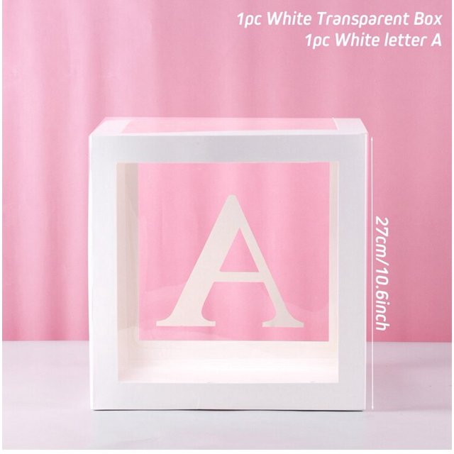 Caja de embalaje transparente con Nombre del alfabeto, caja de globos de cumpleaños, decoración de fiesta de primer cumpleaños, globos de látex para niños, Baby shower para niñas