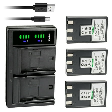 Kastar 3-Pack Battery and LTD2 USB Charger Replacement for Canon Digital IXUS V2 Digital IXUS V3 Digital IXUS VII PowerShot S200 PowerShot S230 PowerShot S300 PowerShot S330 Cameras