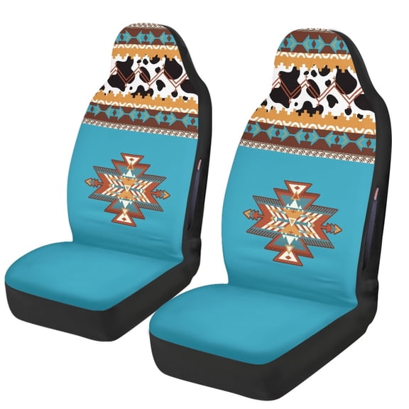 Chririnla Polyester Front Car Seat Covers for Auto, Washable Stretchy Driver Seats Protector Cushion, Southwestern Geometric Print 2 Pack