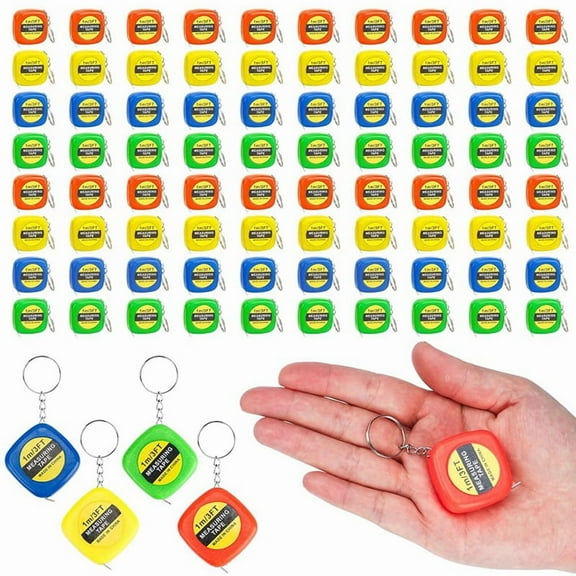 80 PCS Keychain Tape Measure Small Tape Measure Keychains, 3 Ft Measuring Range Mini Retractable Measuring Tape,80 x Tape Measure Keychains,As Shown