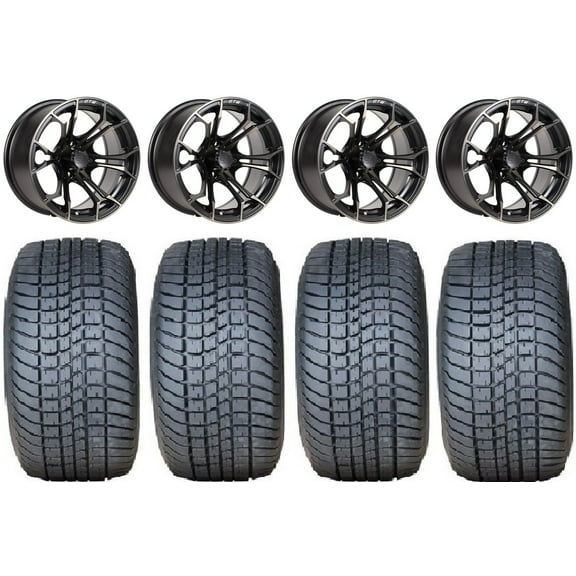 GTW Spyder 12" Golf Cart Wheels Bronze 225x35 Lo Pro Tires Yamaha