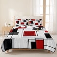 thumbnail image 3 of Twin XL Quilt Set 68''x98'', Red Grey Black Lightweight Summer Bedspread Coverlet Set with 2 Pillow Shams, Irregular Geometric Modern Abstract Breathable All Season Quilt Bedding for Dorm/Guest Room, 3 of 9
