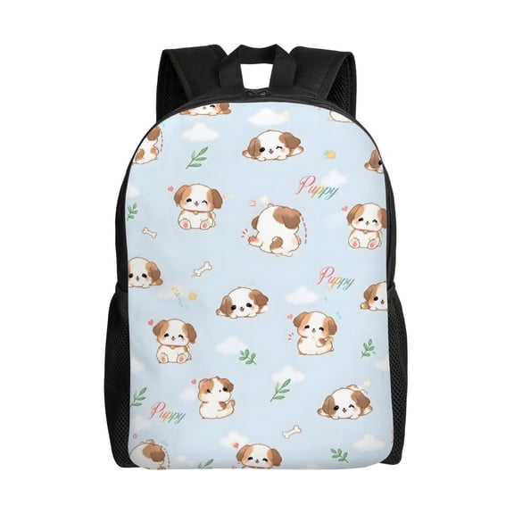 Cute Puppy Dog Backpack Full Front Print Travel Laptop Bag for Men and Women