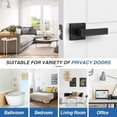 thumbnail image 5 of 10 Pack Matte Black Door Handles, Keyless Interior Door Knobs, Privacy Door Lever Locksets for Bedroom Bathroom, Heavy Duty Square Door Lock (2.0lb), Reversible for Left&Right Handled Doors, 5 of 6