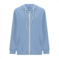 thumbnail image 6 of Itsame Zipper Hoodies for Women Lightweight Hood Sweatshirts Pullover Crew Neck Pocket Solid Color Zipper Long Sleeve Sportswear Light Blue Size S, 6 of 6