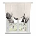 thumbnail image 2 of Black Tulip Tie Up Curtain 63 Inches Long, Minimalist Modern Flower Art Linen Background Balloon Style Kitchen Window Curtain Over Sink, Small Window Rod Pocket Curtain 42"x63", 2 of 9