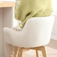 thumbnail image 5 of 26'' Swivel Bar Stools Set of 2, Counter Height Bar Chairs with Curved Back, Upholstered Sherpa Counter Stool with Wood Legs for Kitchen Island, White, 5 of 9