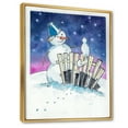 thumbnail image 2 of Designart Christmas Snowman With Cat Traditional Floating Frame Wall Art, 2 of 4
