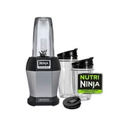 Ninja BL455_30 Nutri Professional Personal Blender Bonus Set avec 3 portions individuelles et sceller (12, 18 et 24 oz. Tasses) et livre de cuisine de 75 recettes, acier inoxydable/noir