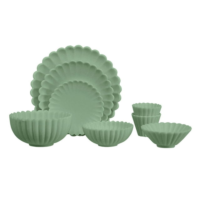 8 accesorios de cocina en miniatura Zulema Cuenco para platos vajilla de cumpleaños 1:6 Verde