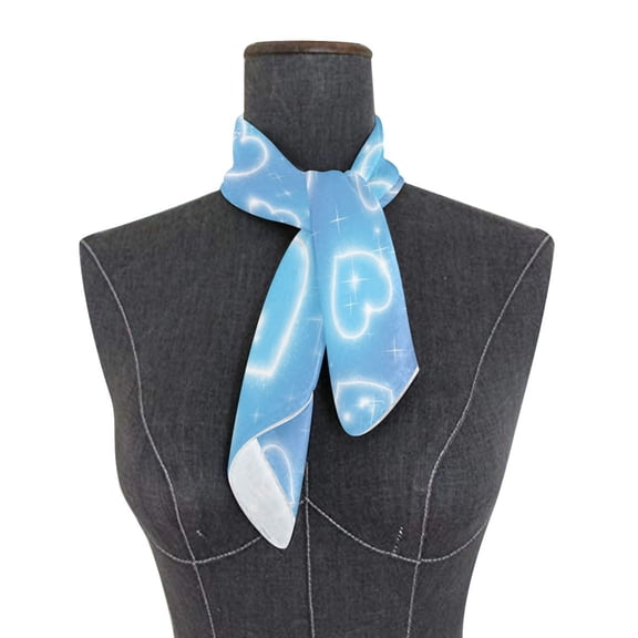 Square Scarf 24x24 Inch Blue Diamond Heart Shower Silky Satin Sun Protection Neck Scarf for Women Multi-Purpose Head Wrap Bandana for Hair Bag Decoration