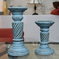 thumbnail image 1 of Handmade Wood Eco-Friendly Traditional Antique Dusk Set of Two Pillar Candle Holder, 1 of 1