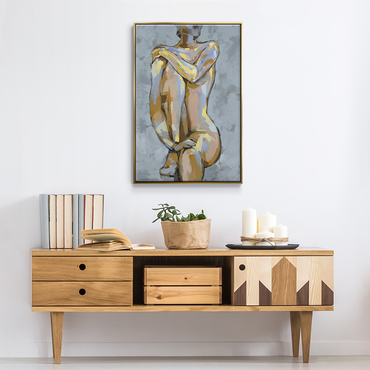 Grey Maiden I Framed Premium Gallery Wrapped Canvas - Ready to Hang - 27 x 41 - Gold Floating Frame