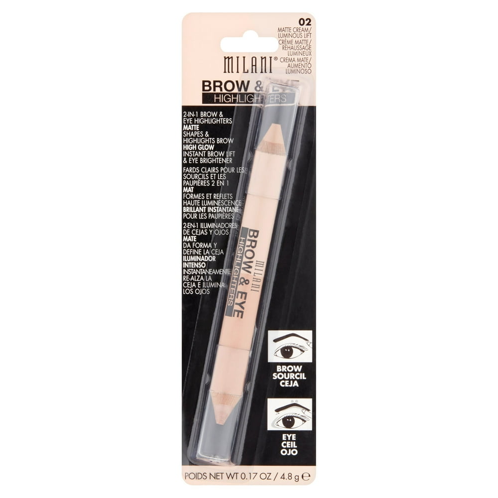Milani Brow & Eye Highlighters, 01 Matte Cream/Luminous Lift, 0.17 oz