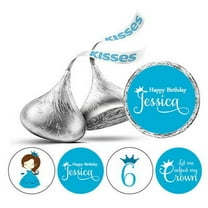 Darling Souvenir 190 Pcs Princess 6th Birthday Custom Stickers chocolate Candy Labels-Turquoise Blue