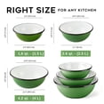 thumbnail image 4 of Novomoskovsjka Posuda Enamel Serving Bowl Set of 3 pcs Shatterproof Enameled Steel Fruit and Salad Bowls for Cooking Enamel Mixing Bowl for Indoor and Outdoor Use, Green Grass, 4 of 6